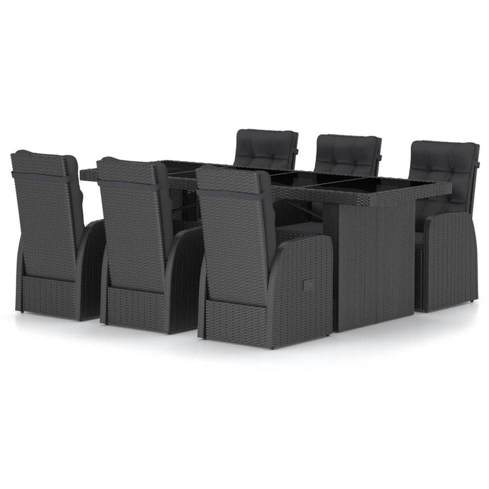 vidaXL Salon de jardin à dîner 7 pcs avec coussins résine tressée Noir