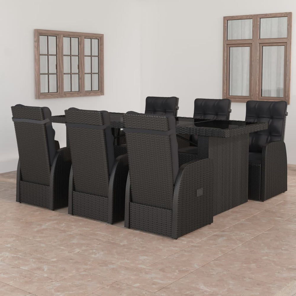 vidaXL Salon de jardin à dîner 7 pcs avec coussins résine tressée Noir