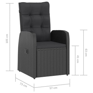 11-tlg. Garten-Essgruppe mit Kissen Poly Rattan Schwarz