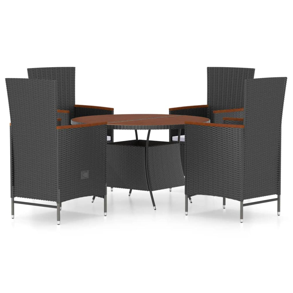 vidaXL Ensemble de salle à manger de jardin 5 pcs avec coussins résine tressée noir
