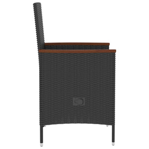 5-tlg. Garten-Essgruppe mit Auflagen Poly Rattan Schwarz