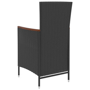 5-tlg. Garten-Essgruppe mit Auflagen Poly Rattan Schwarz