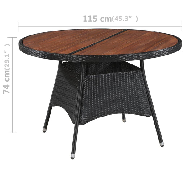 5-tlg. Garten-Essgruppe mit Auflagen Poly Rattan Schwarz