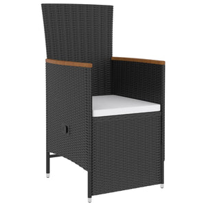 5-tlg. Garten-Essgruppe mit Kissen Poly Rattan Schwarz