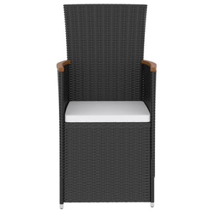 5-tlg. Garten-Essgruppe mit Kissen Poly Rattan Schwarz
