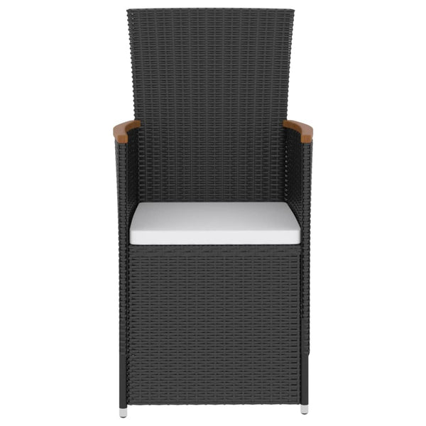 5-tlg. Garten-Essgruppe mit Kissen Poly Rattan Schwarz