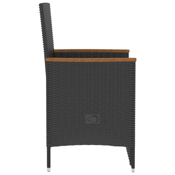 5-tlg. Garten-Essgruppe mit Kissen Poly Rattan Schwarz