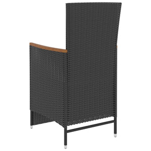 5-tlg. Garten-Essgruppe mit Kissen Poly Rattan Schwarz