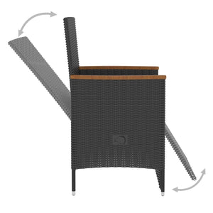 5-tlg. Garten-Essgruppe mit Kissen Poly Rattan Schwarz