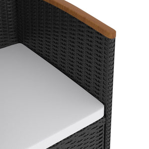 5-tlg. Garten-Essgruppe mit Kissen Poly Rattan Schwarz