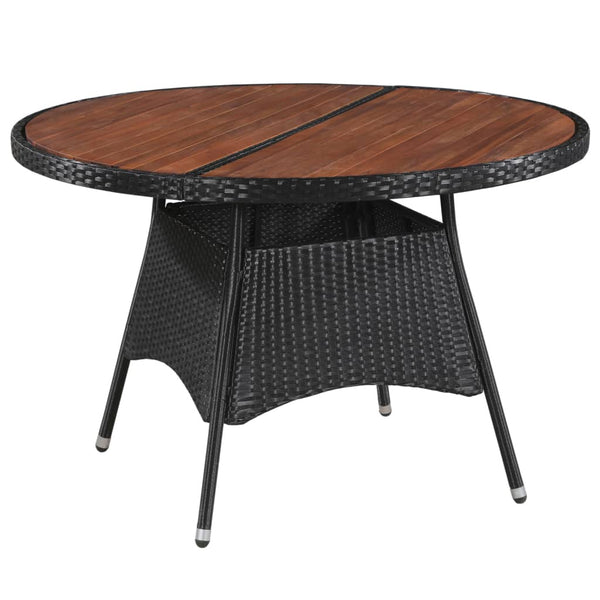 5-tlg. Garten-Essgruppe mit Kissen Poly Rattan Schwarz