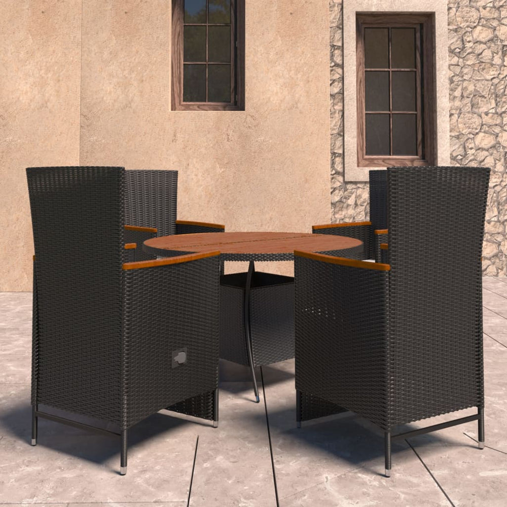 vidaXL Ensemble de salle à manger de jardin 5 pcs avec coussins résine tressée noir
