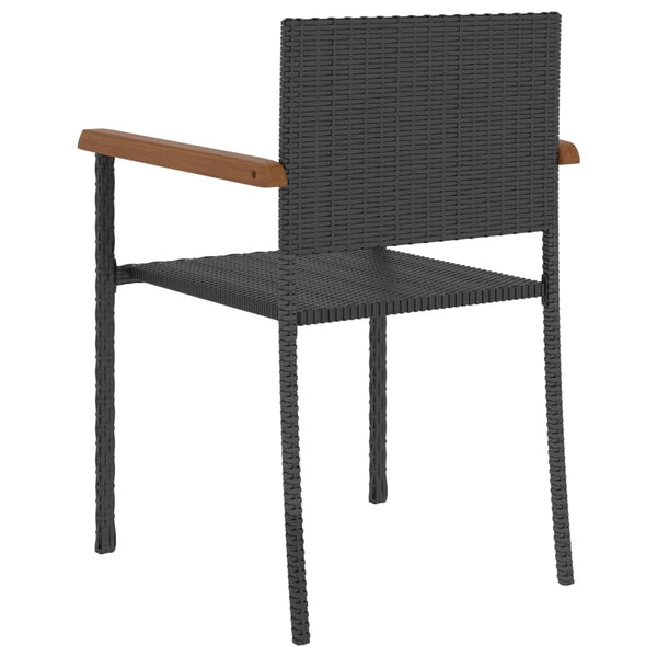 5-tlg. Garten-Essgruppe Poly Rattan Schwarz