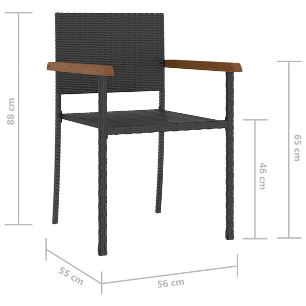 5-tlg. Garten-Essgruppe Poly Rattan Schwarz