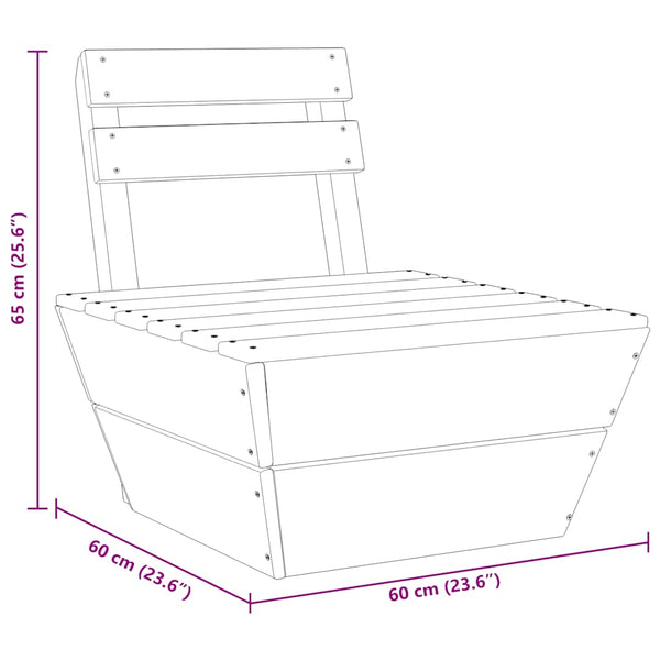 Modulares Palettensofa Mittelteil Imprägniertes Fichtenholz