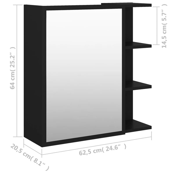 Schwarzer Bad-Spiegelschrank 62,5 cm