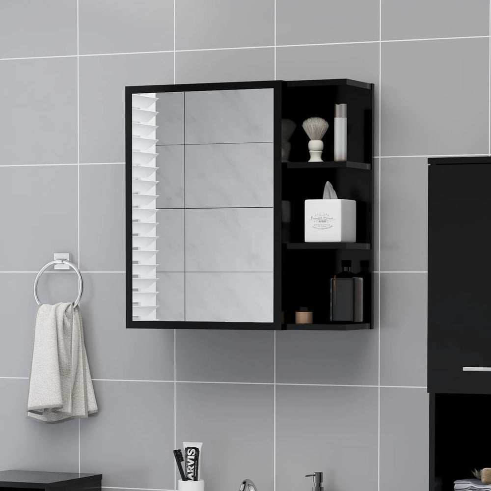 Schwarzer Bad-Spiegelschrank 62,5 cm