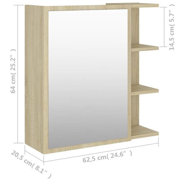Bad Spiegelschrank Sonoma-Eiche 62,5 cm