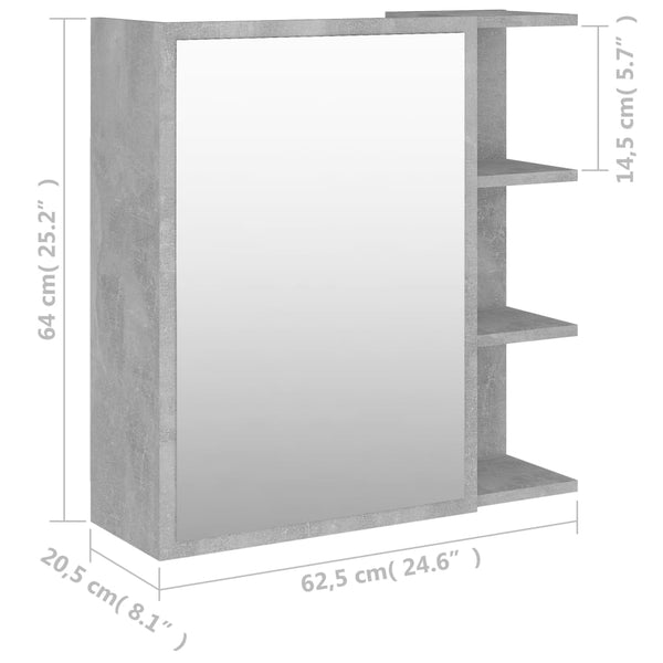 Betongrauer Bad-Spiegelschrank, 62,5 cm