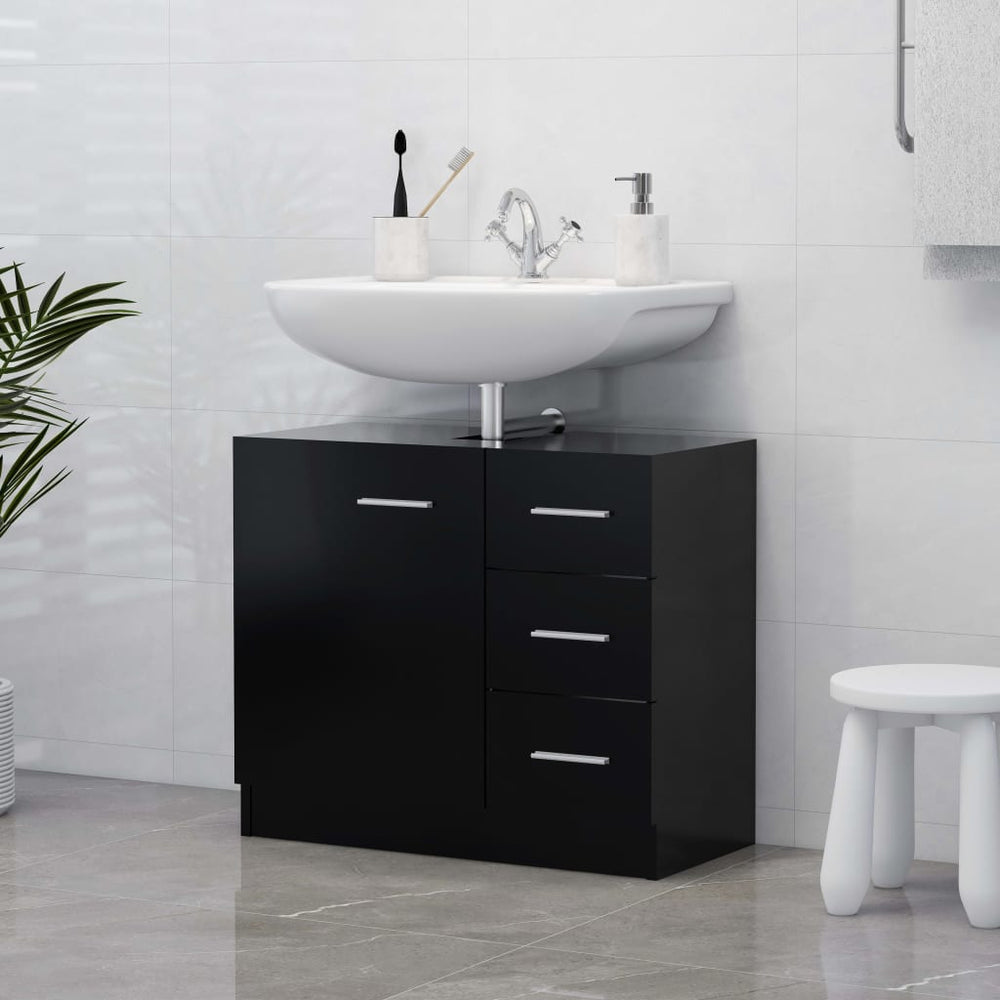 Schwarzer Waschbeckenunterschrank 63 cm