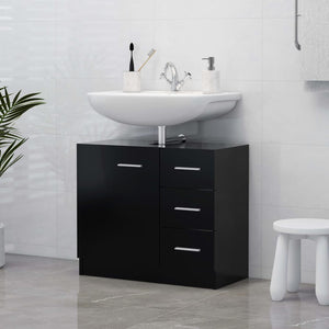 Schwarzer Waschbeckenunterschrank 63 cm