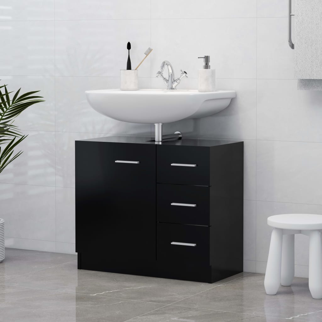 Schwarzer Waschbeckenunterschrank 63 cm