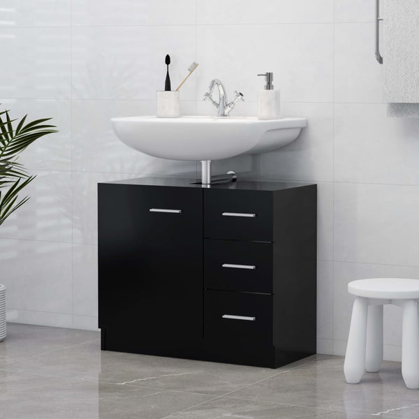 Schwarzer Waschbeckenunterschrank 63 cm
