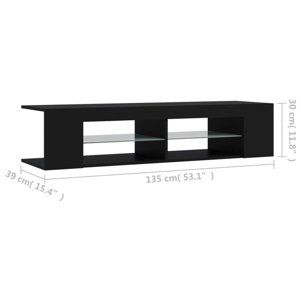 TV-Schrank Schwarz mit LED 135cm