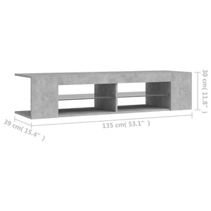 TV-Schrank mit LED Betongrau 135 cm