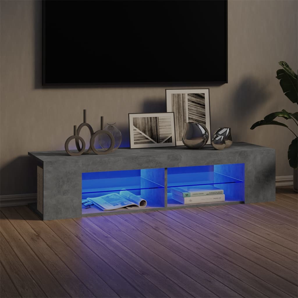 TV-Schrank mit LED Betongrau 135 cm