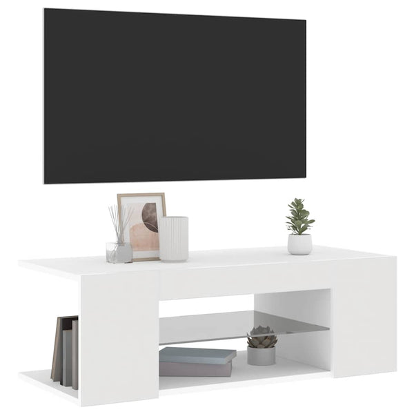TV-Schrank Weiß mit LED 90cm