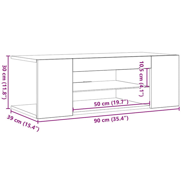 TV-Schrank Weiß mit LED 90cm