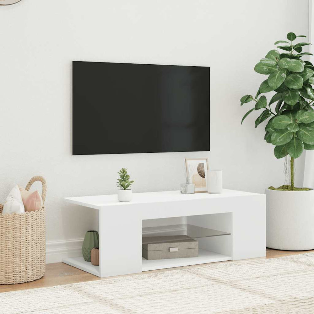 TV-Schrank Weiß mit LED 90cm
