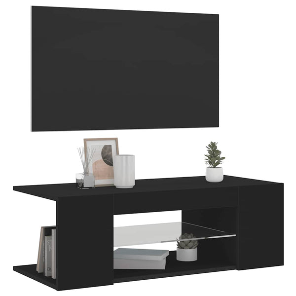 TV-Schrank Schwarz mit LED 90cm