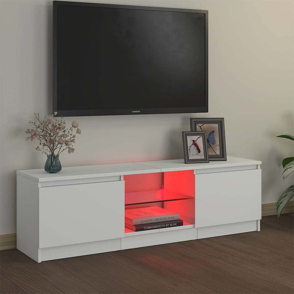 TV-Schrank Weiß mit LED 120 cm