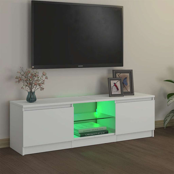 TV-Schrank Weiß mit LED 120 cm