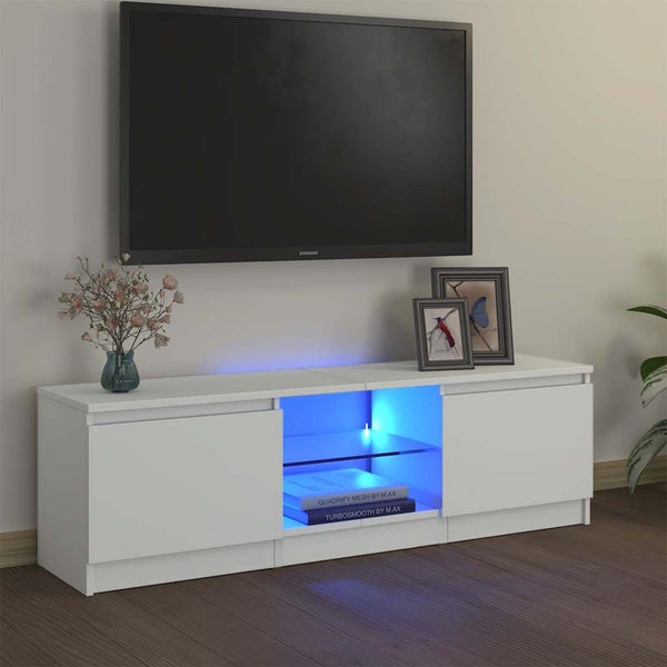 TV-Schrank Weiß mit LED 120 cm