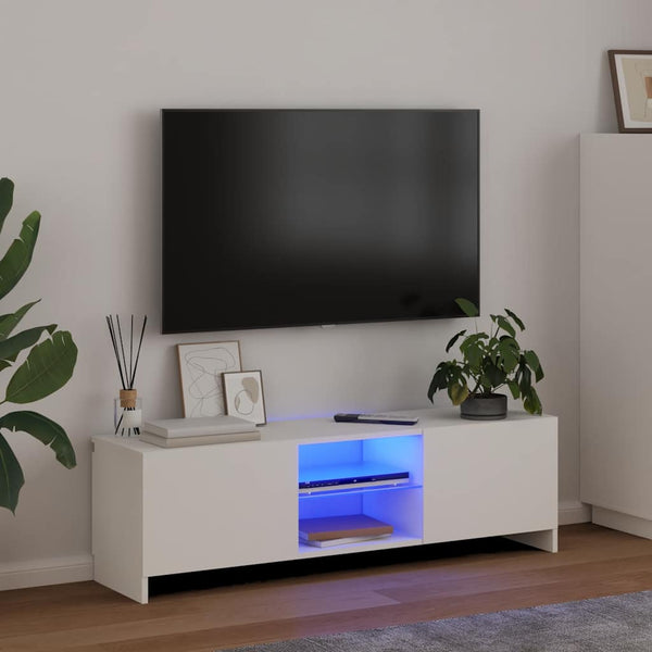 TV-Schrank Weiß mit LED 120 cm