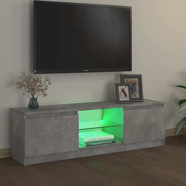 TV-Schrank mit LED Betongrau 120 cm