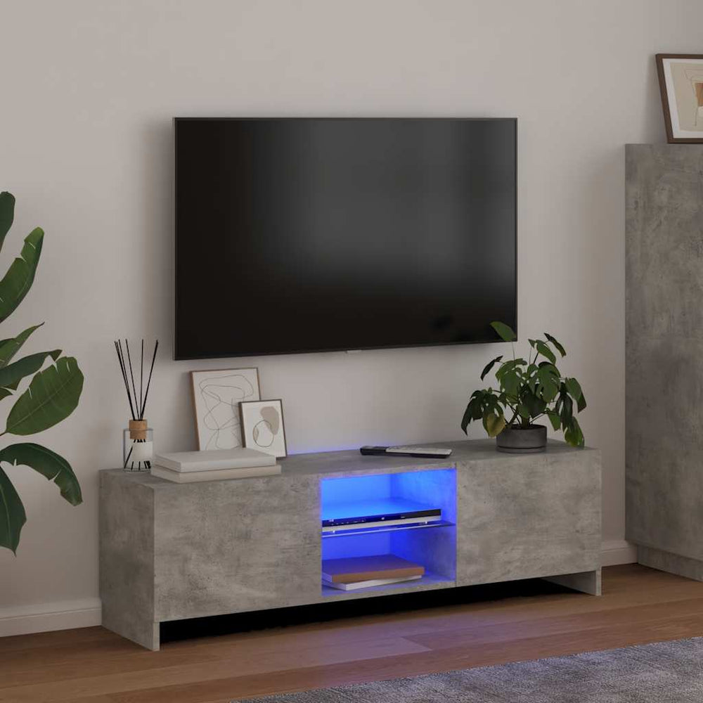 TV-Schrank mit LED Betongrau 120 cm