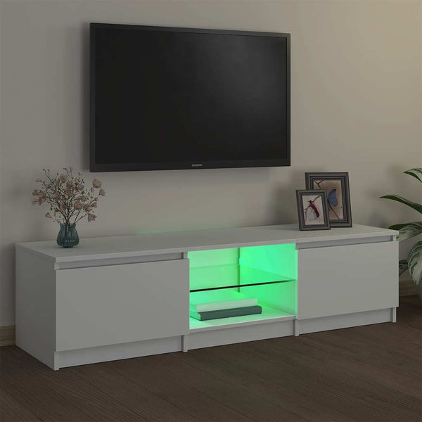 TV-Schrank Weiß mit LED 140 cm