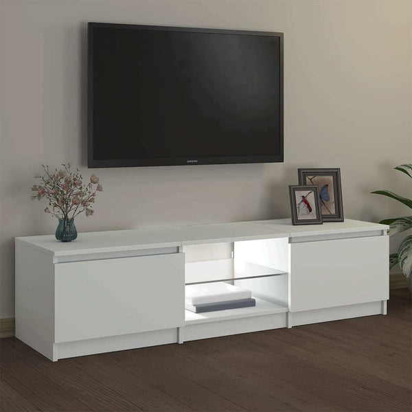TV-Schrank Weiß mit LED 140 cm