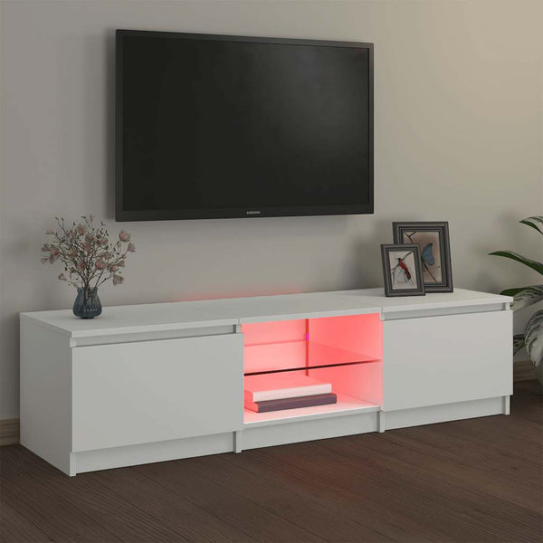 TV-Schrank Weiß mit LED 140 cm