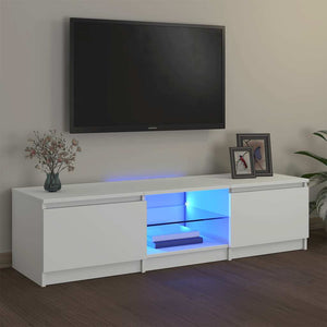 TV-Schrank Weiß mit LED 140 cm