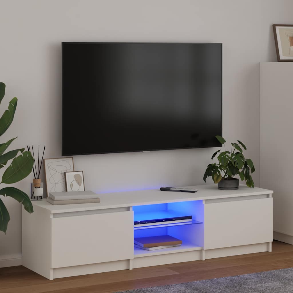 TV-Schrank Weiß mit LED 140 cm