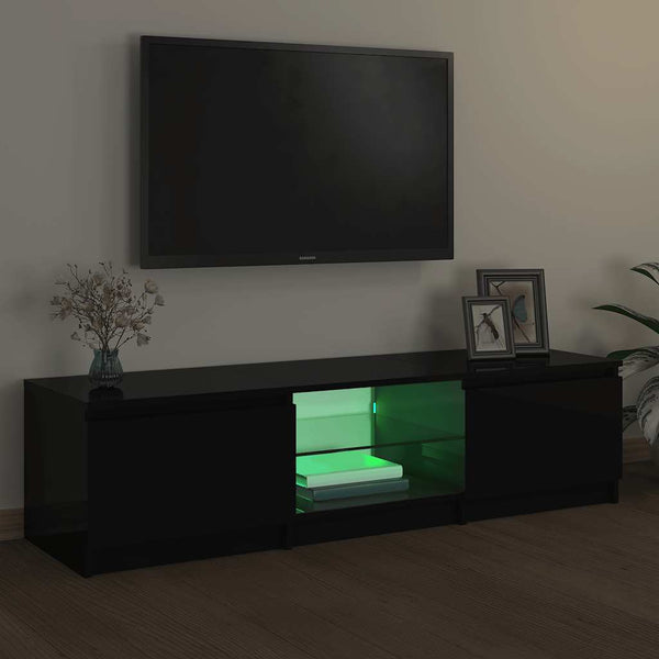 TV-Schrank Schwarz mit LED 140 cm