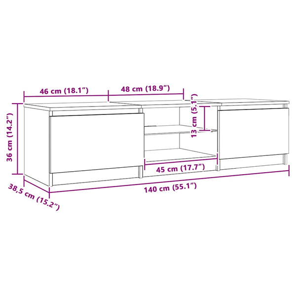 TV-Schrank Schwarz mit LED 140 cm