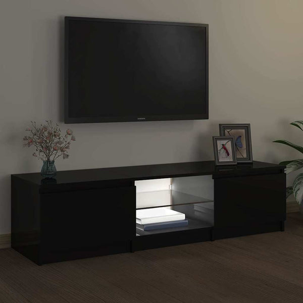 TV-Schrank Schwarz mit LED 140 cm