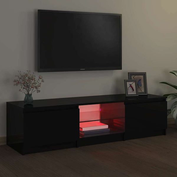 TV-Schrank Schwarz mit LED 140 cm