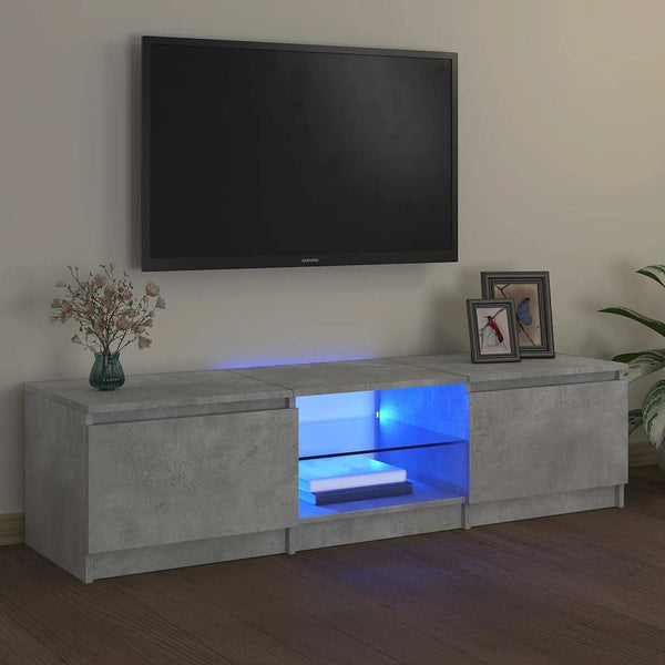 TV-Schrank mit LED Betongrau 140 cm